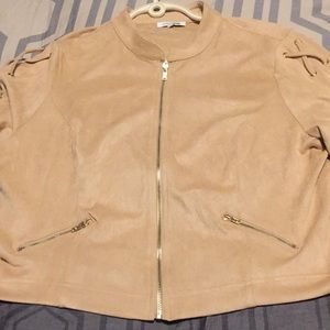 Nude microsuede crop jacket 3X very stretchy NEW
